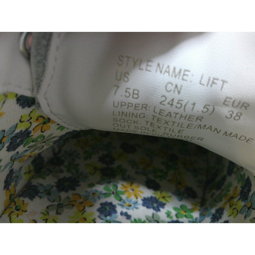 Kate Spade Lift Sneakers Womens 7.5 White Green Leather Floral Excellent K6254 - Picture 8 of 13